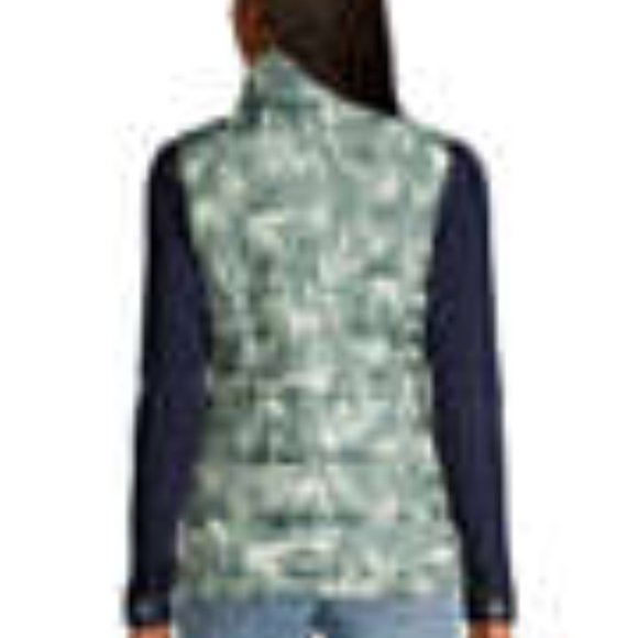 Lands' End Tropical Leaf Print 600 Down Vest NWT - Picture 6 of 6